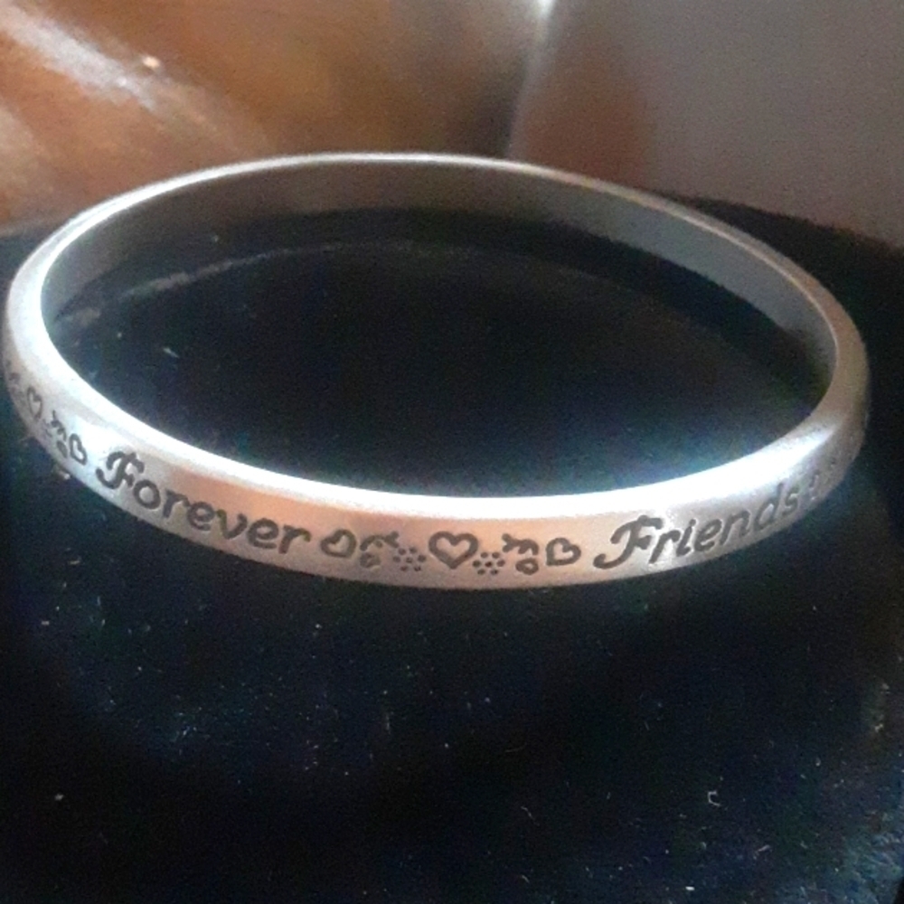 Engraved Silver Tone Bangle Bracelet - Picture 2 of 5